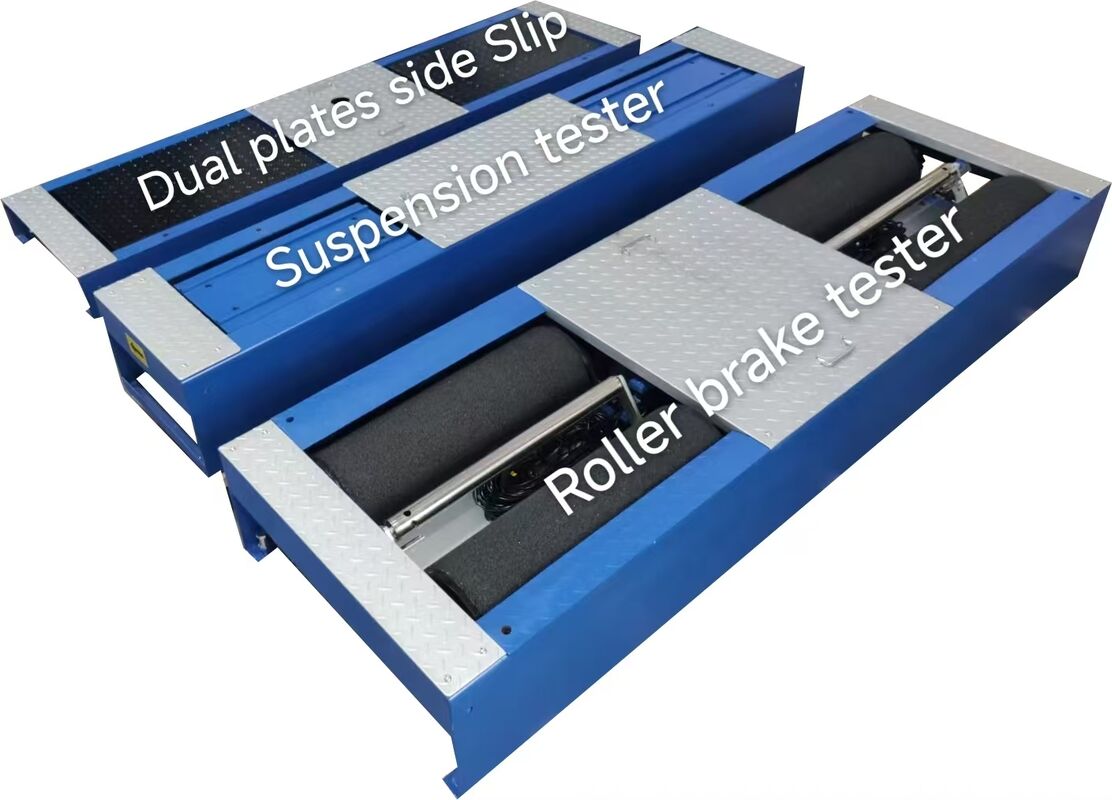 CTGT-3-4 रोलर 4-इन-1 वाहन परीक्षण लाइन रोलर ब्रेक परीक्षक अक्ष भार के साथ एकल प्लेट साइडस्लिप परीक्षक निलंबन परीक्षण